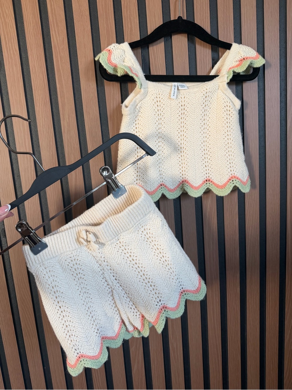 Janie & Jack Cream Toddler Two-Piece Set with Pastel Trim